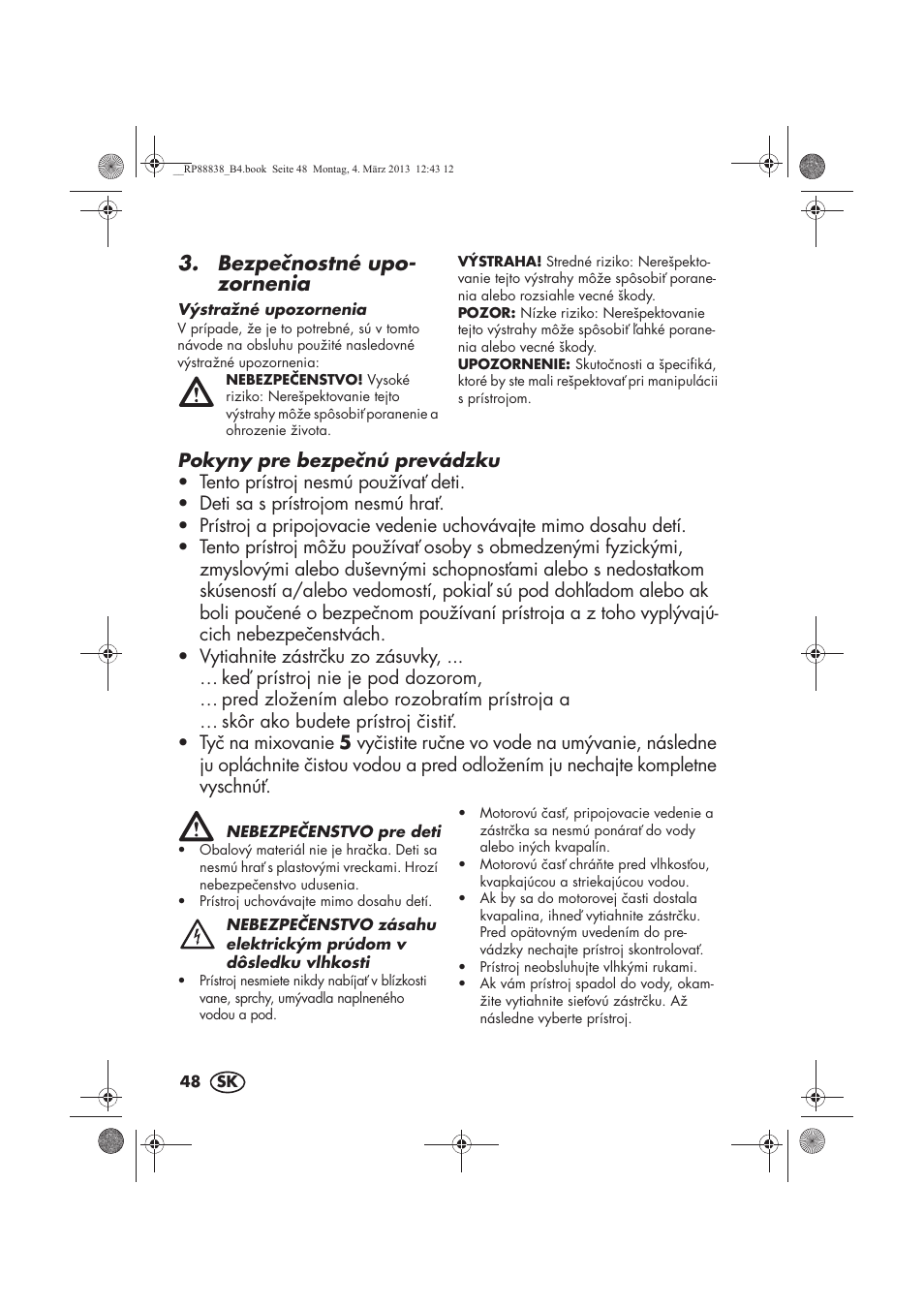 Bezpenostné upo- zornenia | Silvercrest H-8666 User Manual | Page 50 / 66