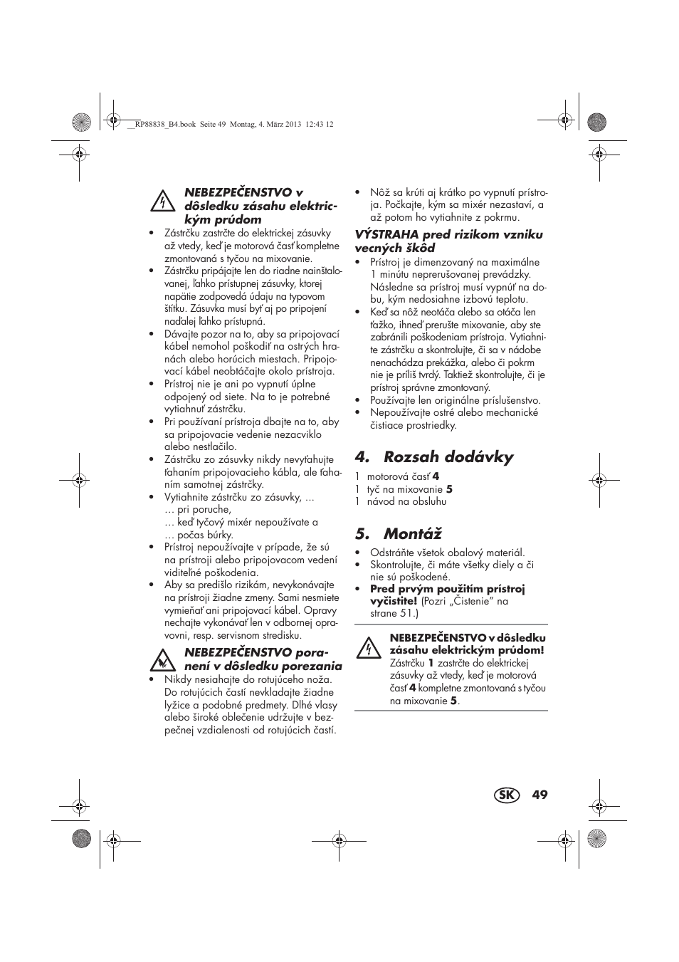 Rozsah dodávky, Montáž | Silvercrest H-8666 User Manual | Page 51 / 66