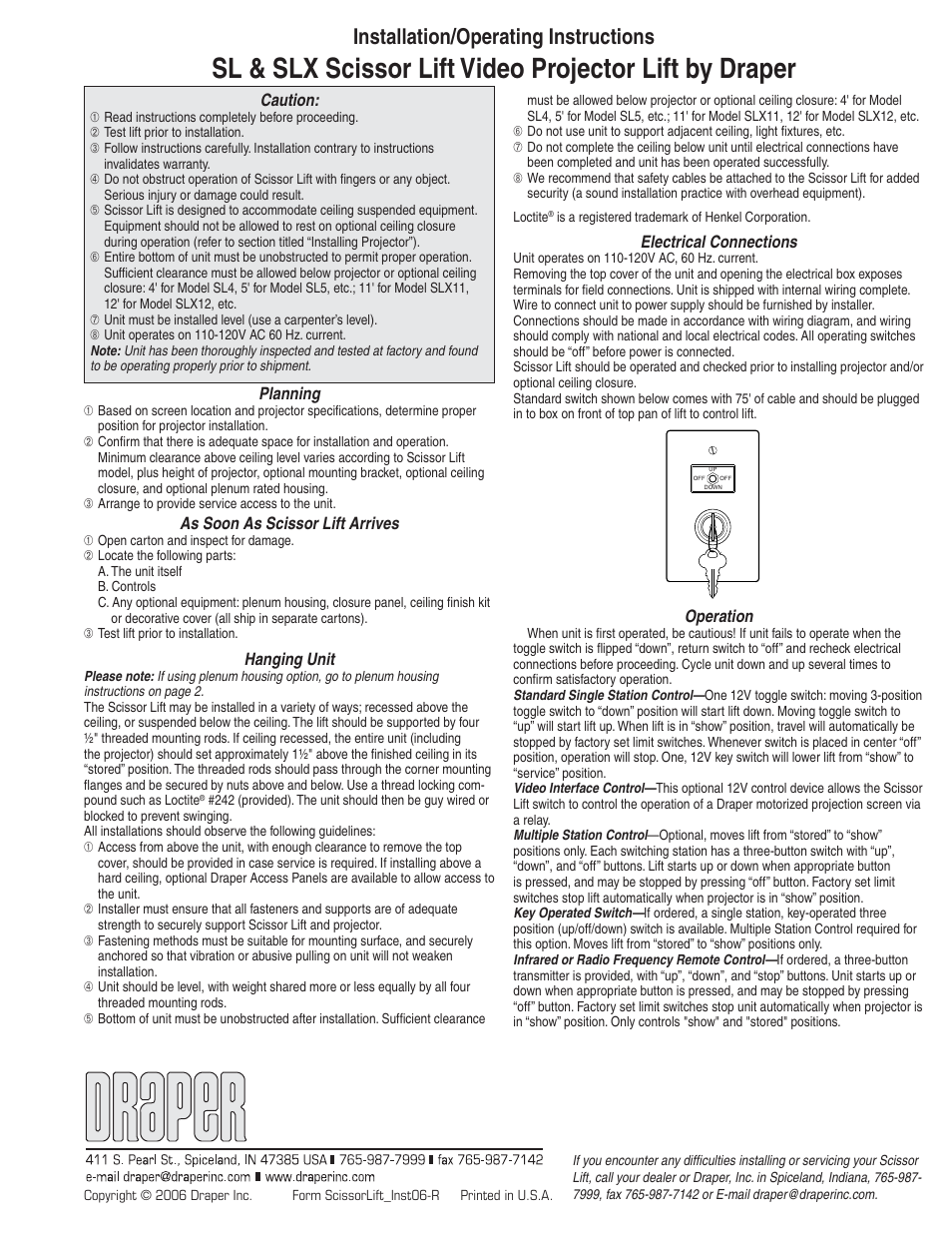 Draper SLX User Manual | 6 pages