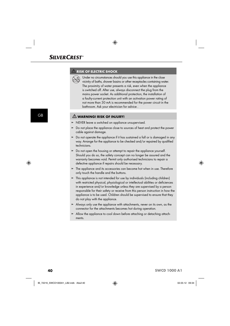 Silvercrest SWCD 1000 A1 User Manual | Page 42 / 50