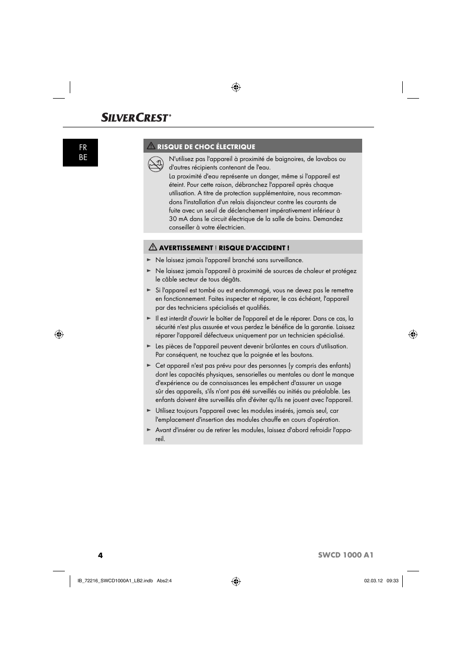 Fr be | Silvercrest SWCD 1000 A1 User Manual | Page 6 / 50