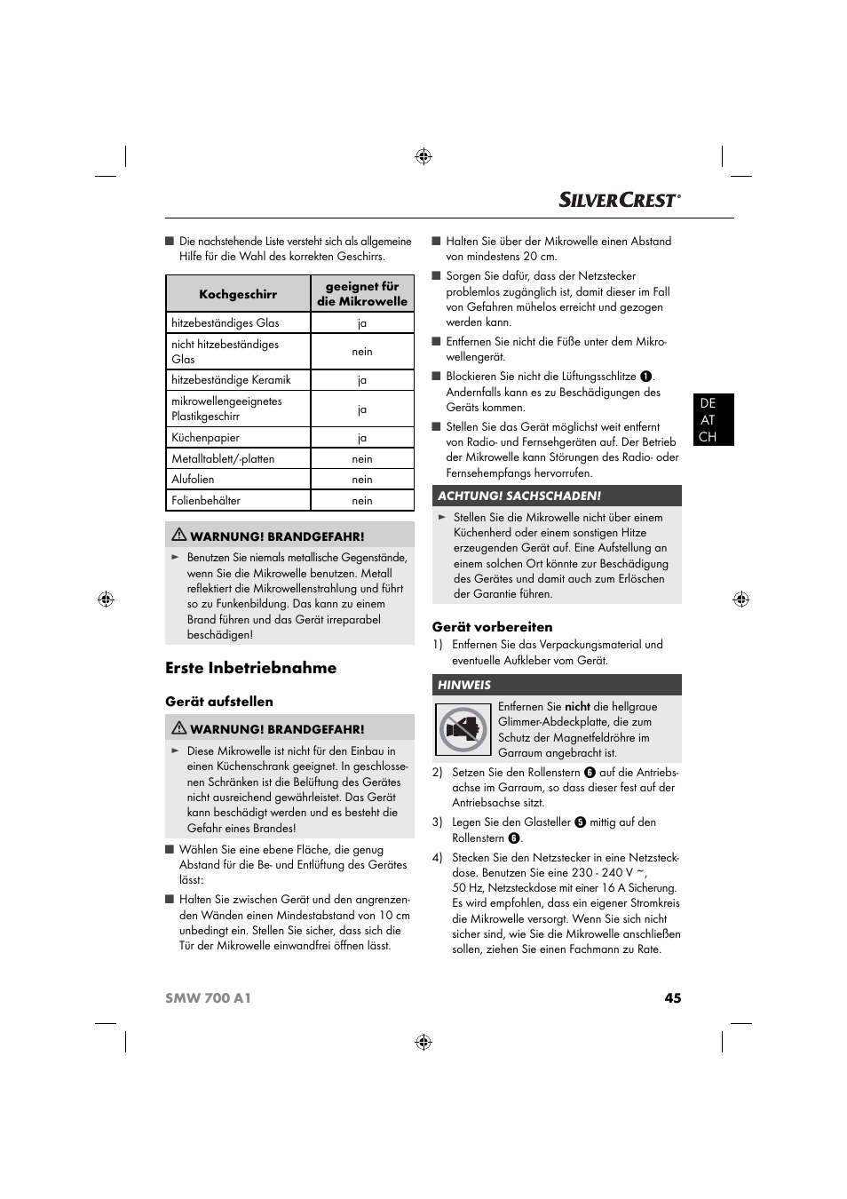 Erste inbetriebnahme | Silvercrest SMW 700 A1 User Manual | Page 48 / 52