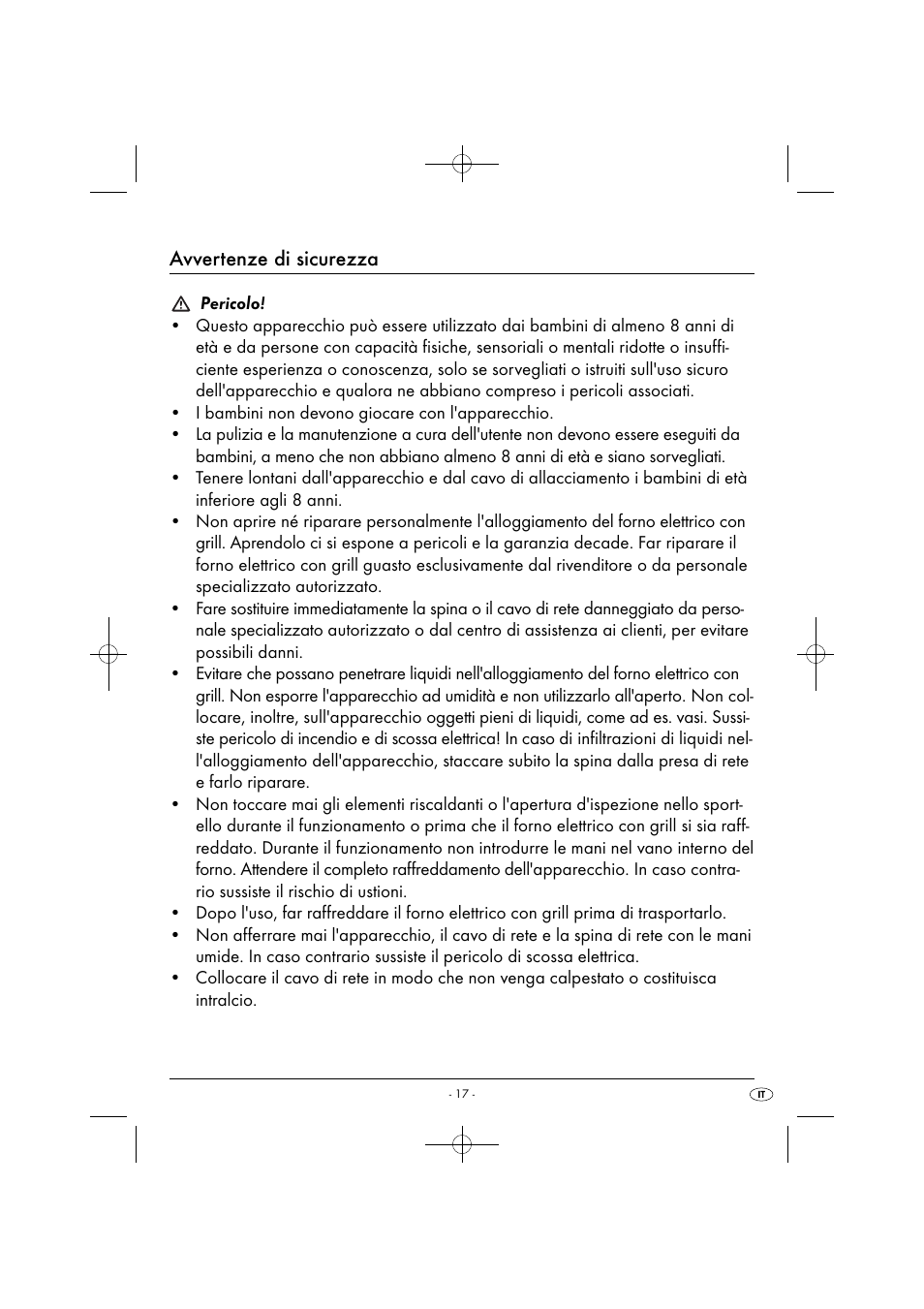 Avvertenze di sicurezza | Silvercrest SGB 1380 B2 User Manual | Page 20 / 74