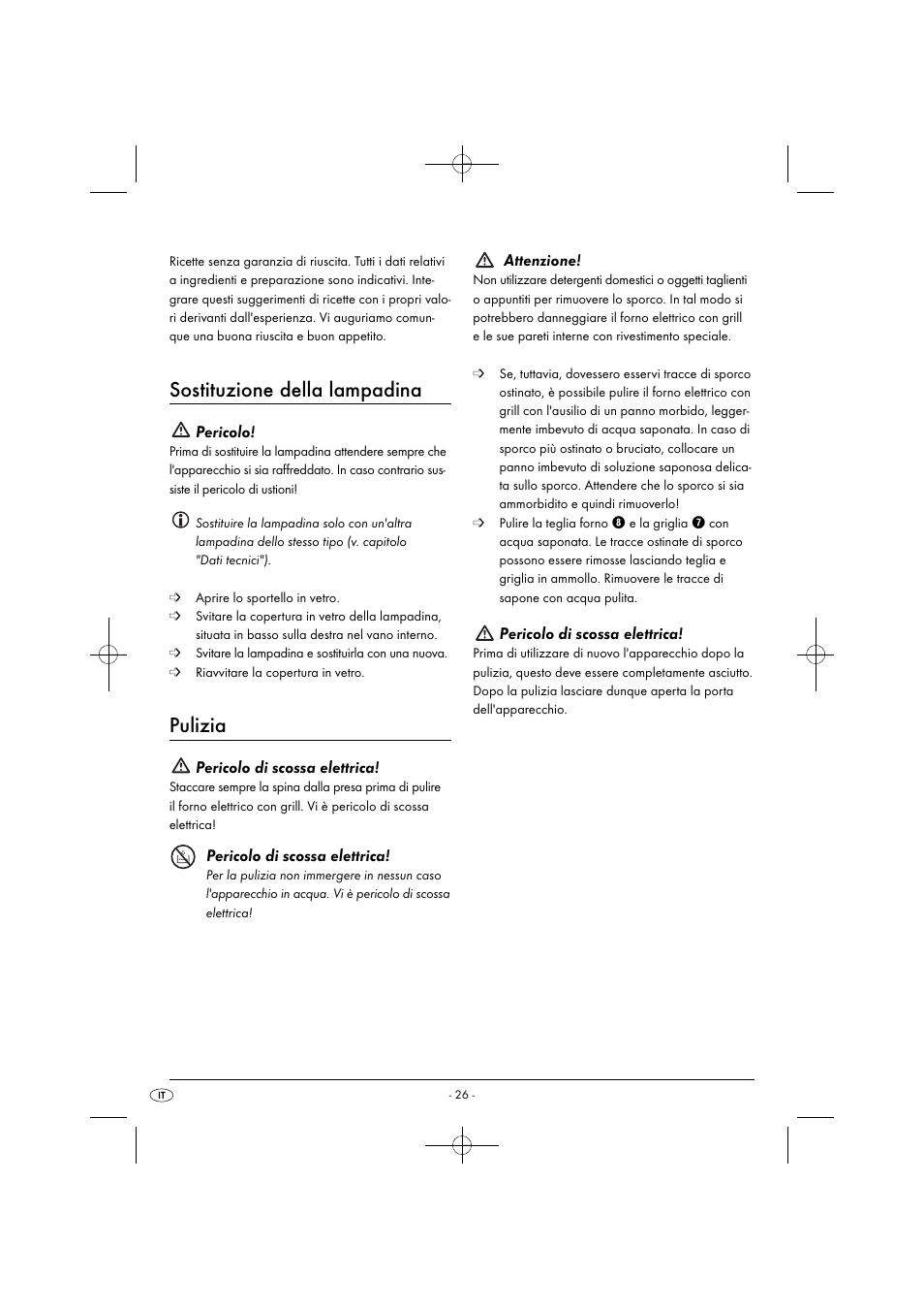 Sostituzione della lampadina, Pulizia, Pericolo | Pericolo di scossa elettrica, Attenzione | Silvercrest SGB 1380 B2 User Manual | Page 29 / 74