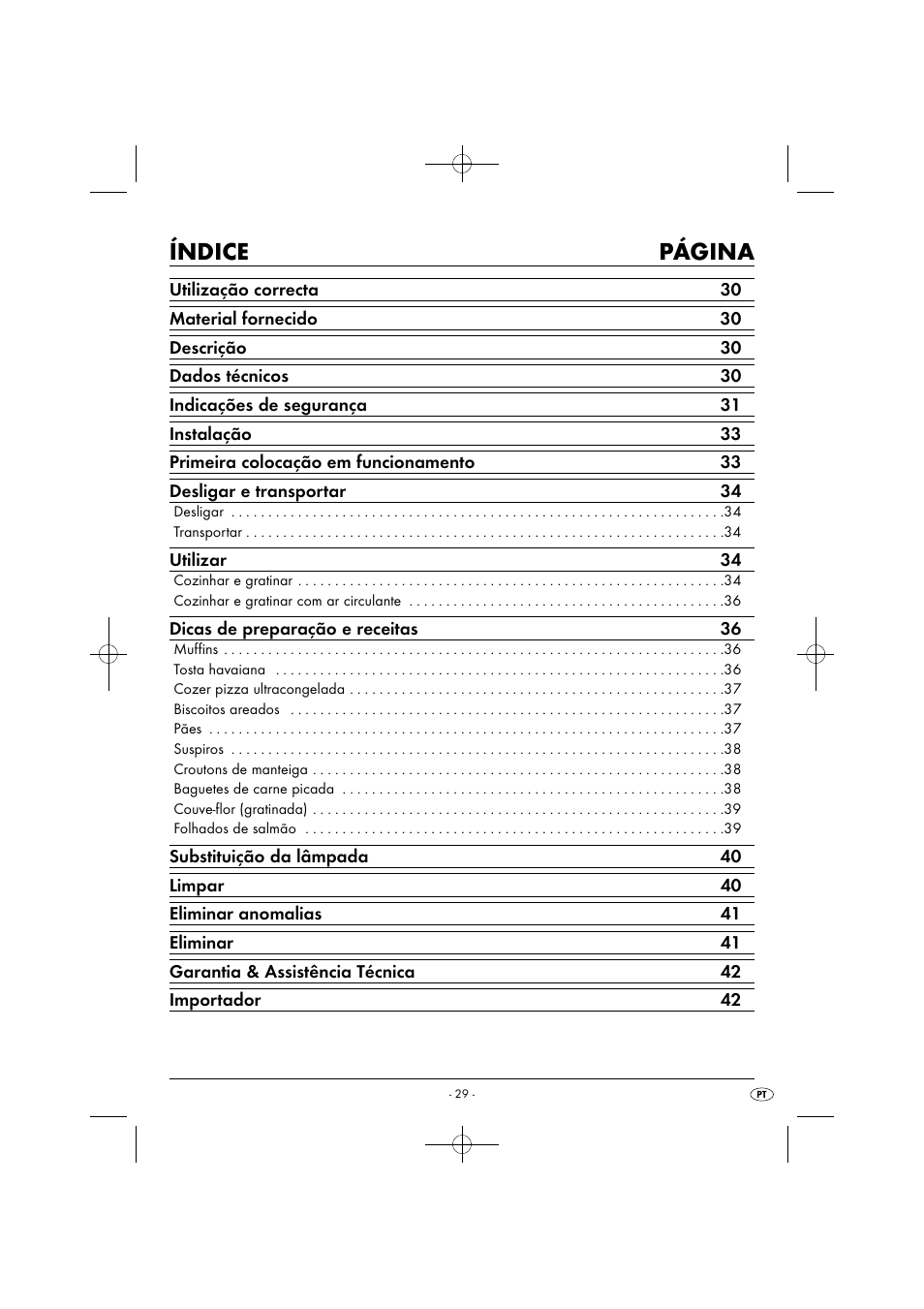 Índice página | Silvercrest SGB 1380 B2 User Manual | Page 32 / 74