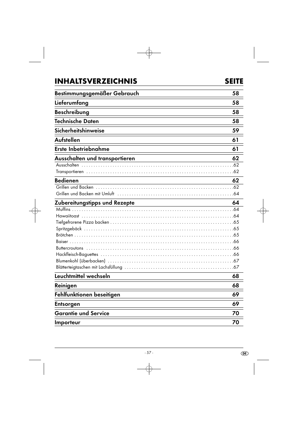 Inhaltsverzeichnis seite | Silvercrest SGB 1380 B2 User Manual | Page 60 / 74