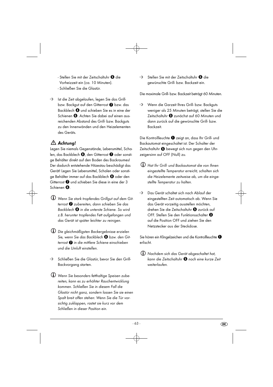 Achtung | Silvercrest SGB 1380 B2 User Manual | Page 66 / 74