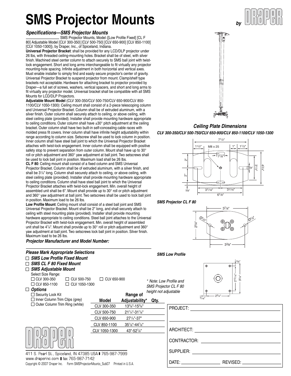 Draper CLV 300-350 User Manual | 2 pages