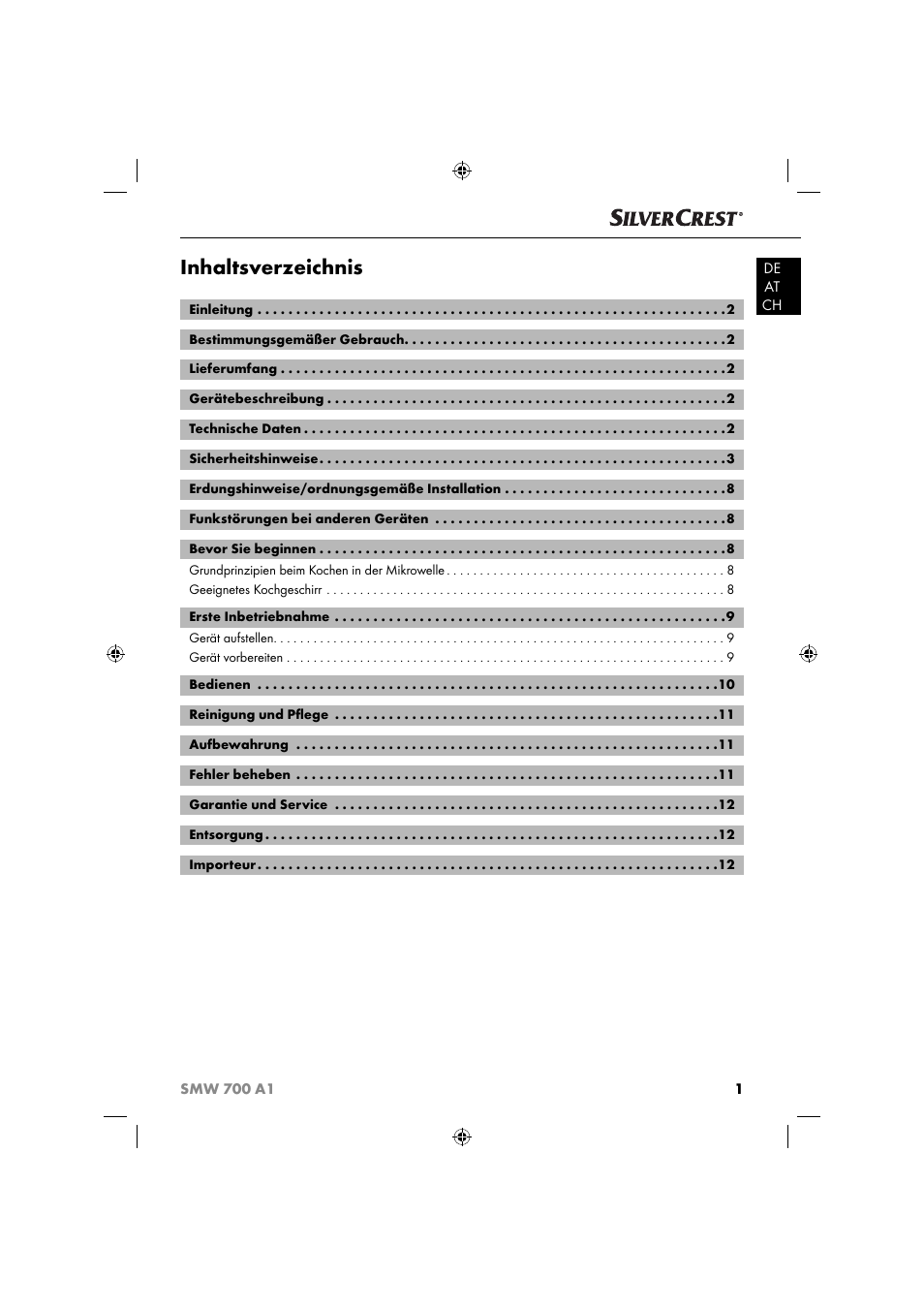 Silvercrest SMW 700 A1 User Manual | Page 4 / 52