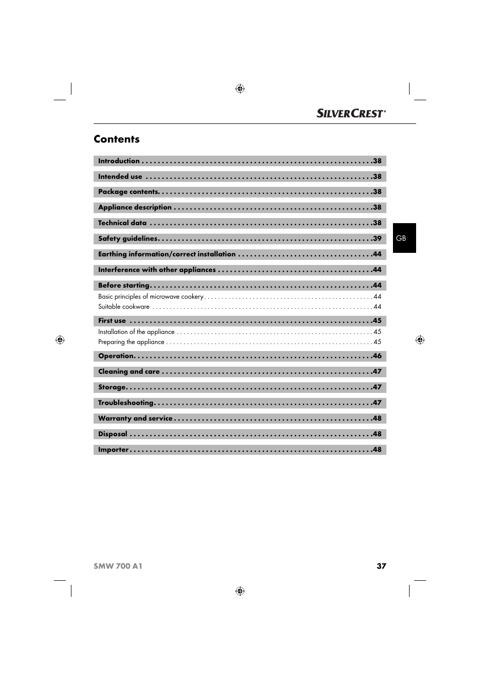 Silvercrest SMW 700 A1 User Manual | Page 40 / 52