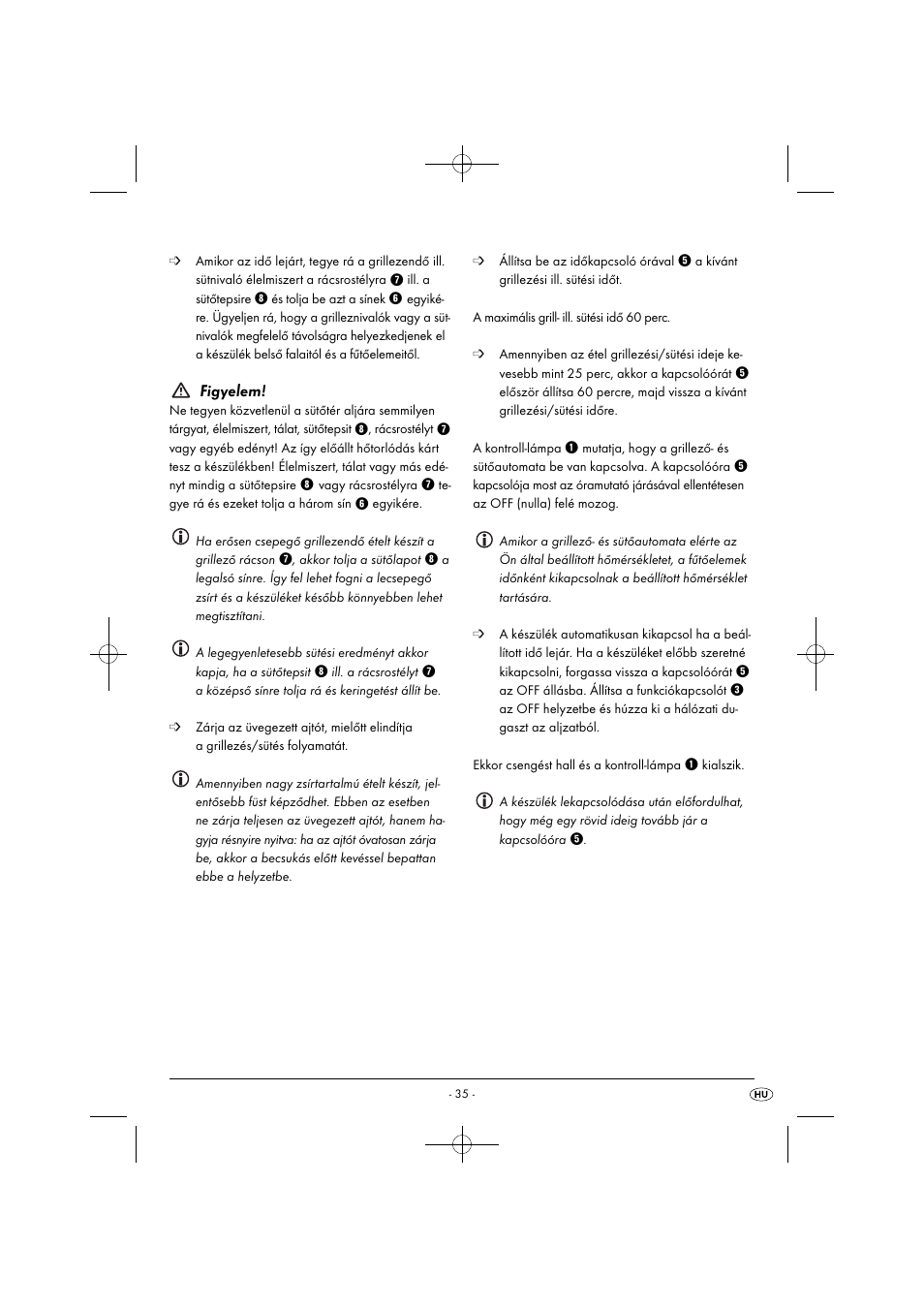 Figyelem | Silvercrest SGB 1380 B2 User Manual | Page 38 / 102