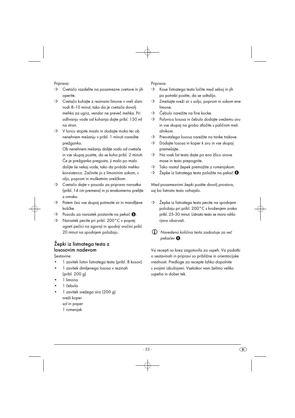 Žepki iz listnatega testa z lososovim nadevom | Silvercrest SGB 1380 B2 User Manual | Page 56 / 102