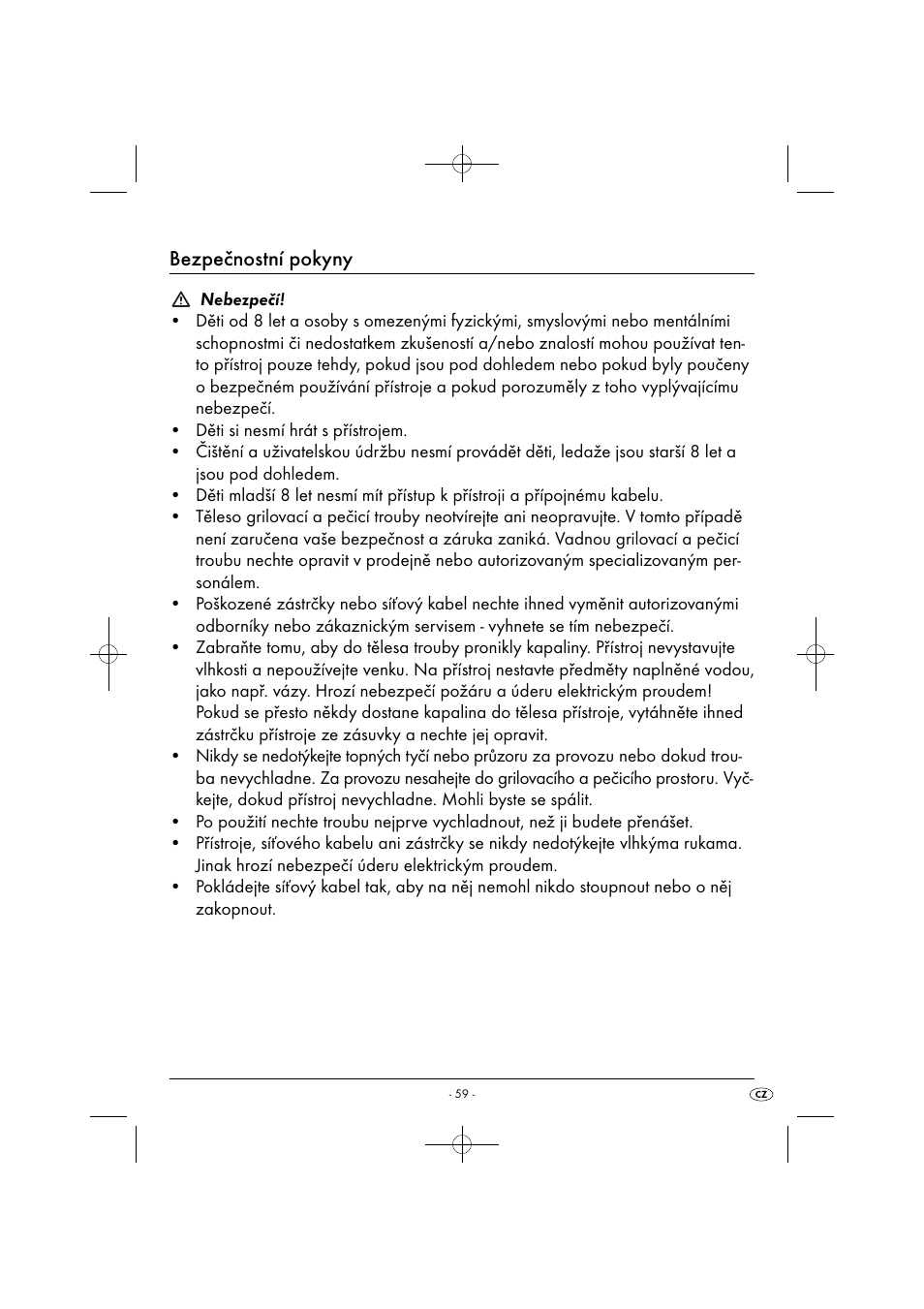 Bezpečnostní pokyny | Silvercrest SGB 1380 B2 User Manual | Page 62 / 102