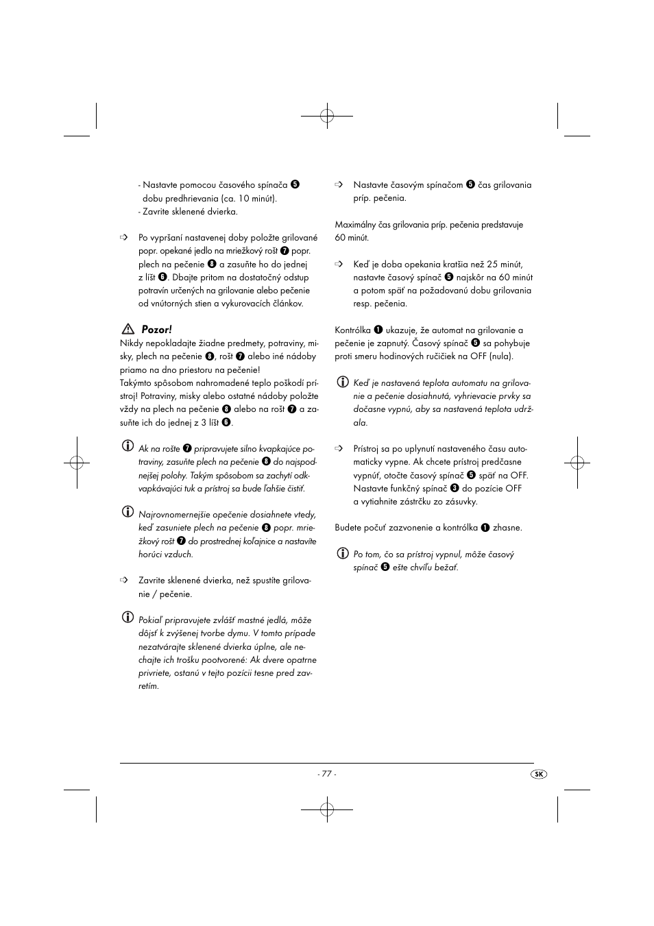 Pozor | Silvercrest SGB 1380 B2 User Manual | Page 80 / 102