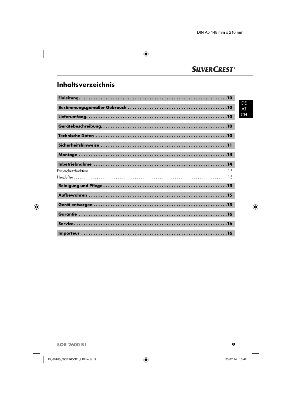 Silvercrest SOR 2600 B1 User Manual | Page 12 / 28