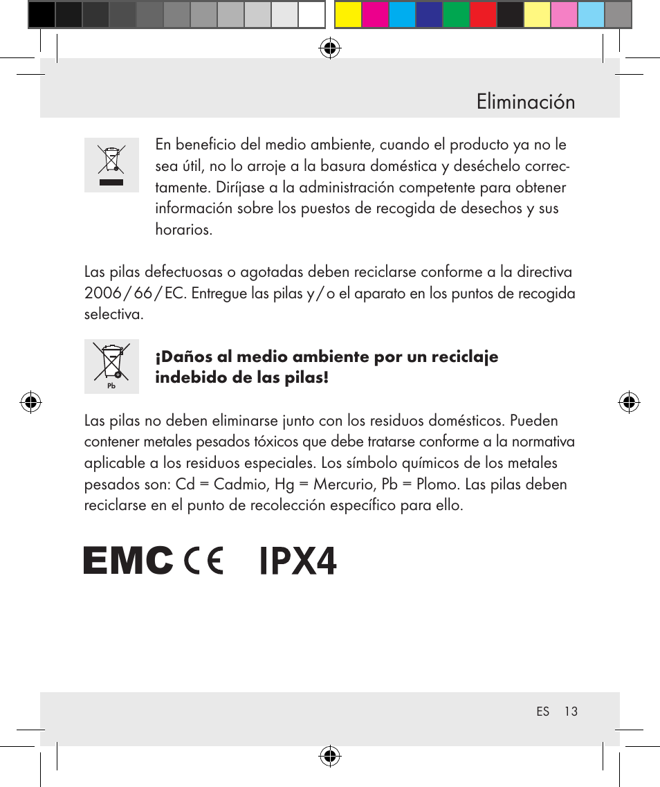 Eliminación | Silvercrest Z31131 User Manual | Page 13 / 46