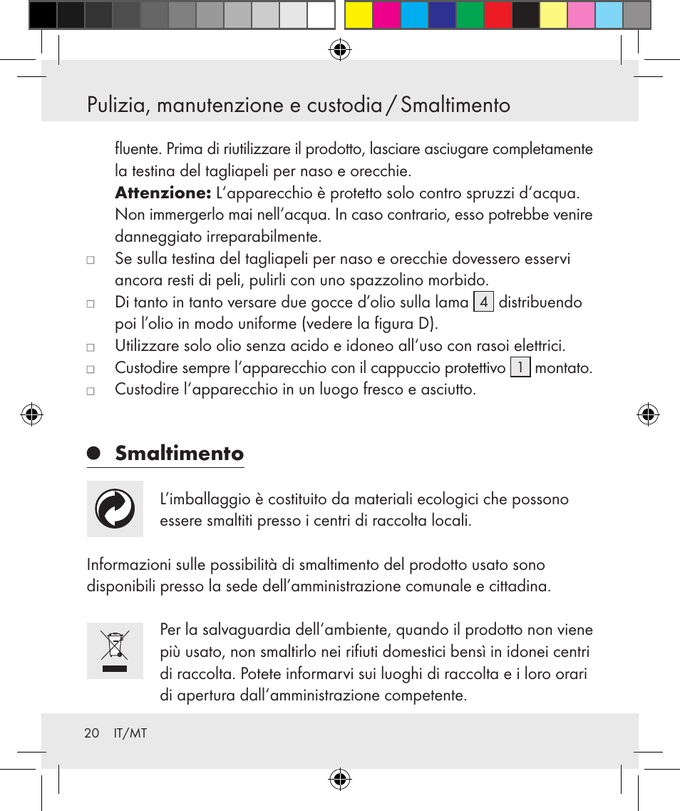 Pulizia, manutenzione e custodia / smaltimento, Smaltimento | Silvercrest Z31131 User Manual | Page 20 / 46