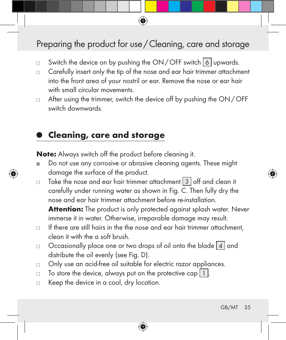 Cleaning, care and storage | Silvercrest Z31131 User Manual | Page 35 / 46