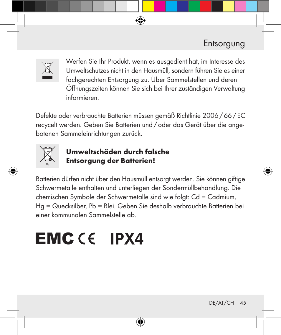 Entsorgung | Silvercrest Z31131 User Manual | Page 45 / 46