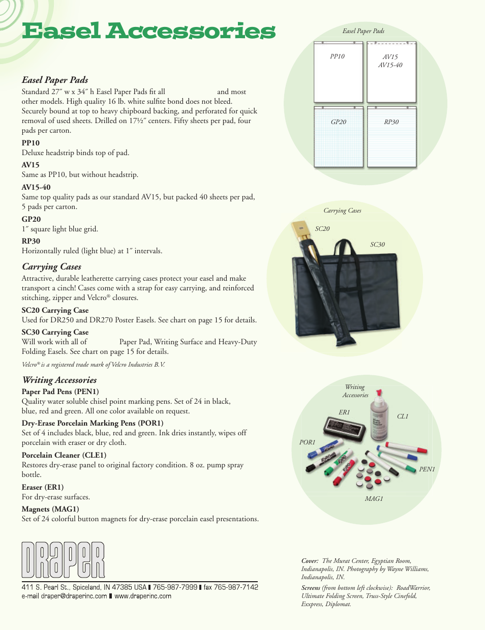 Easel accessories, For effective presentations | Draper Portable Projection Screen User Manual | Page 16 / 16