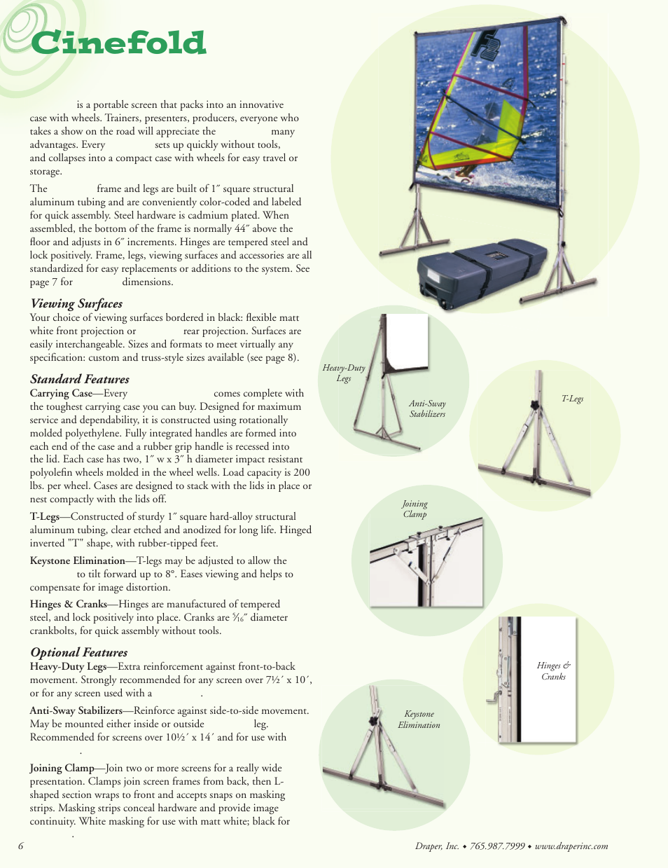 Cinefold, Portable screen with wheels | Draper Portable Projection Screen User Manual | Page 6 / 16