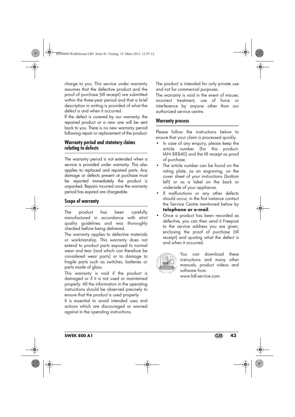 Silvercrest SWEK 800 A1 User Manual | Page 45 / 58