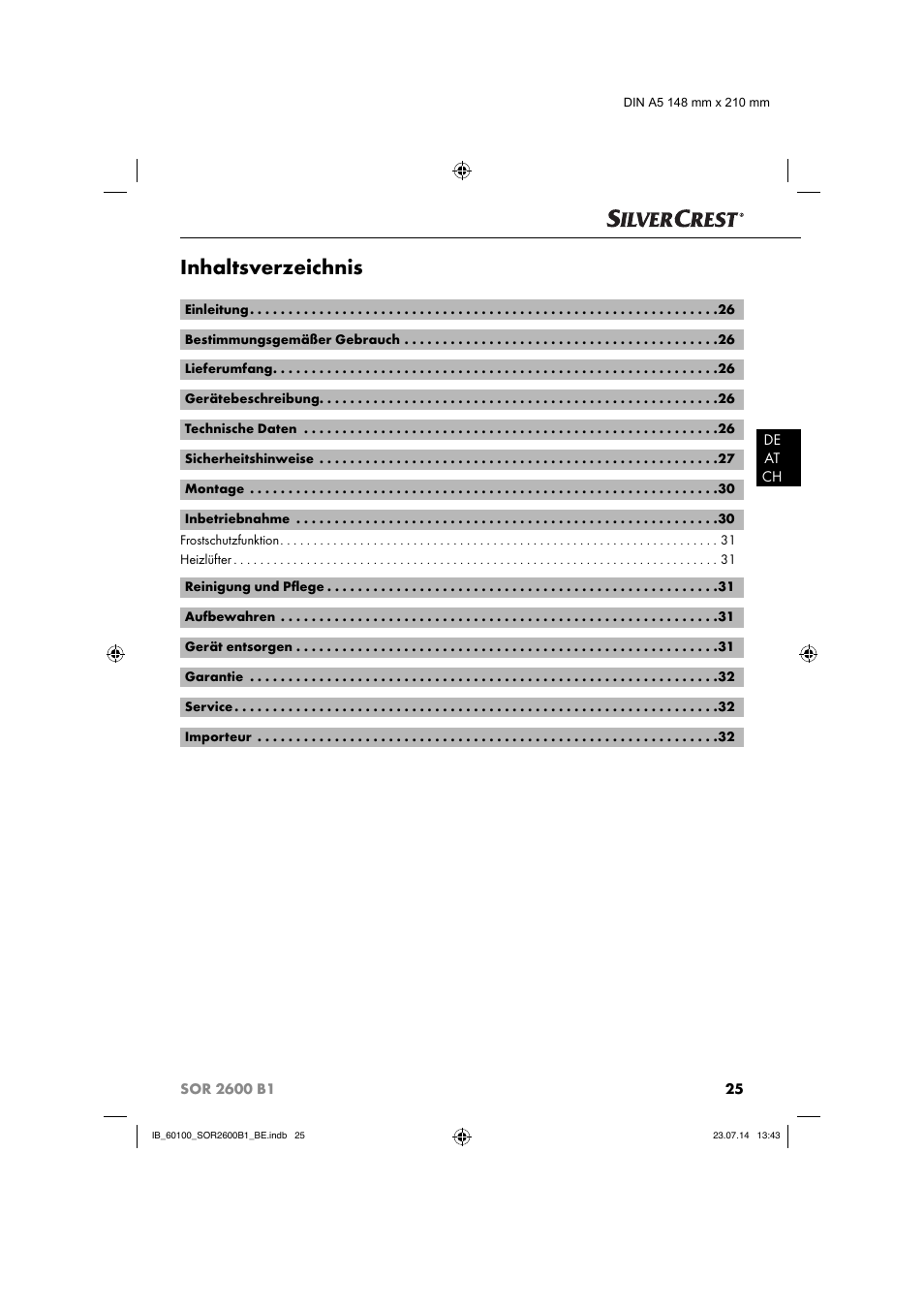 Silvercrest SOR 2600 B1 User Manual | Page 28 / 36
