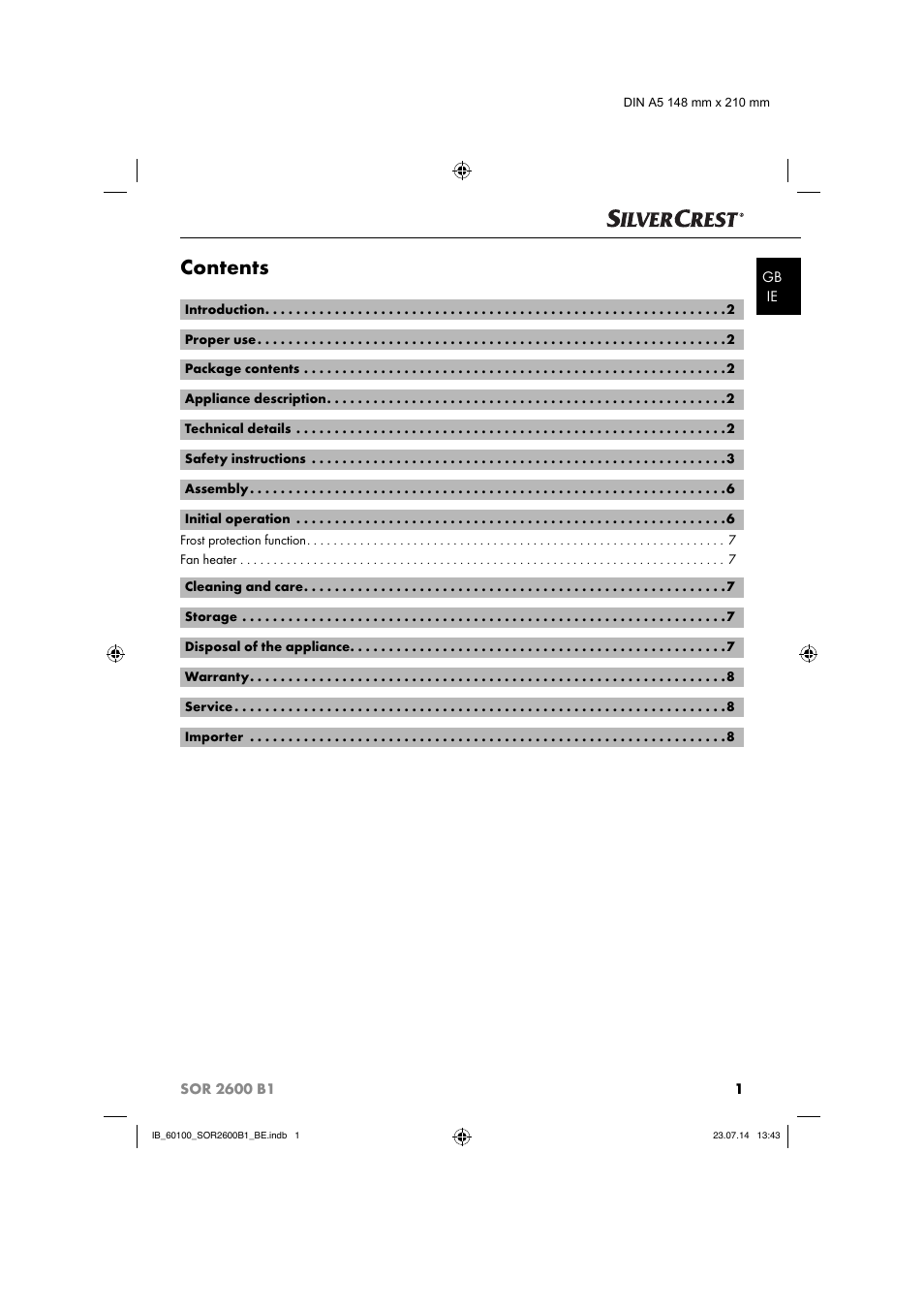 Silvercrest SOR 2600 B1 User Manual | Page 4 / 36