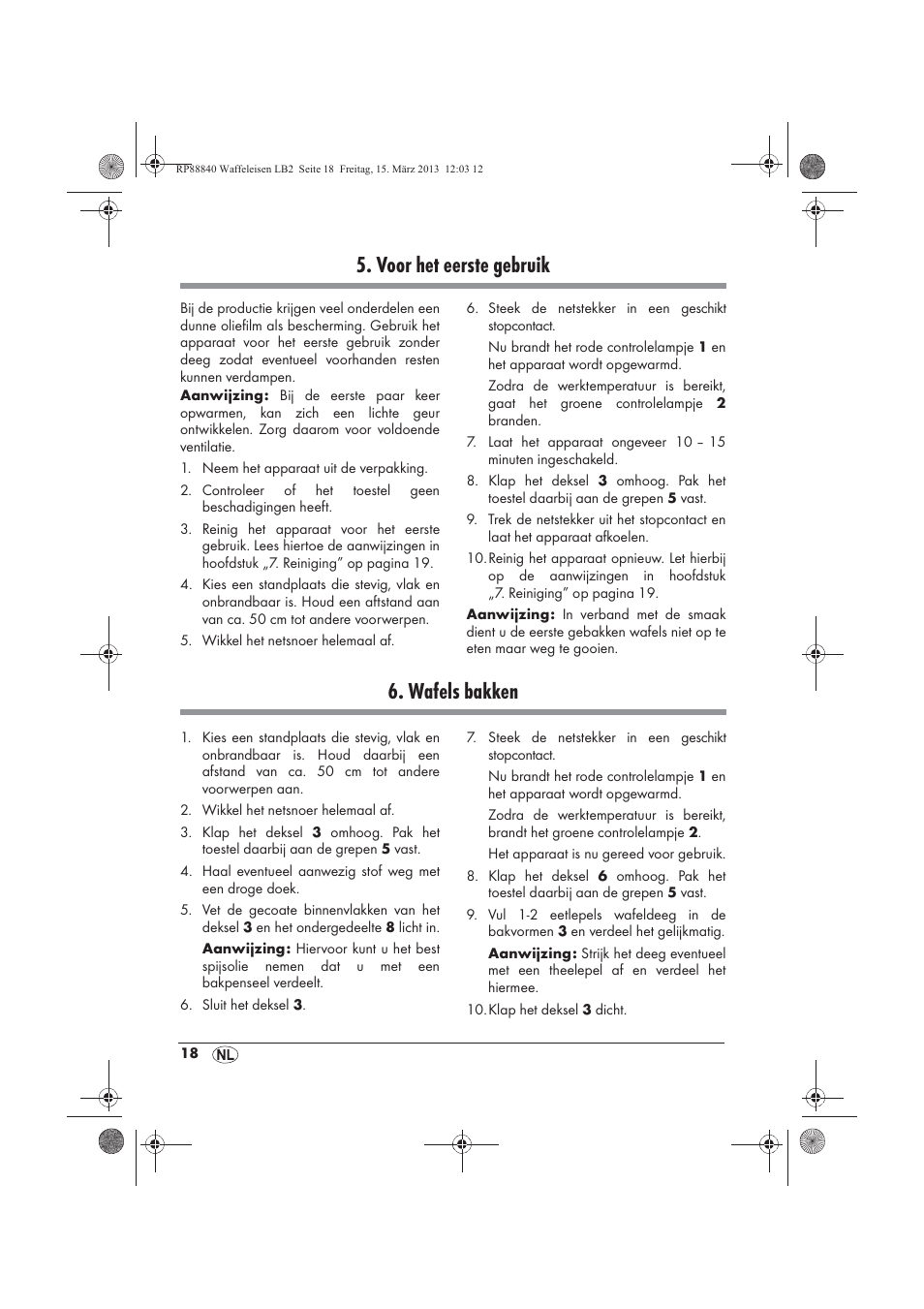 Voor het eerste gebruik, Wafels bakken | Silvercrest SWEK 800 A1 User Manual | Page 20 / 46