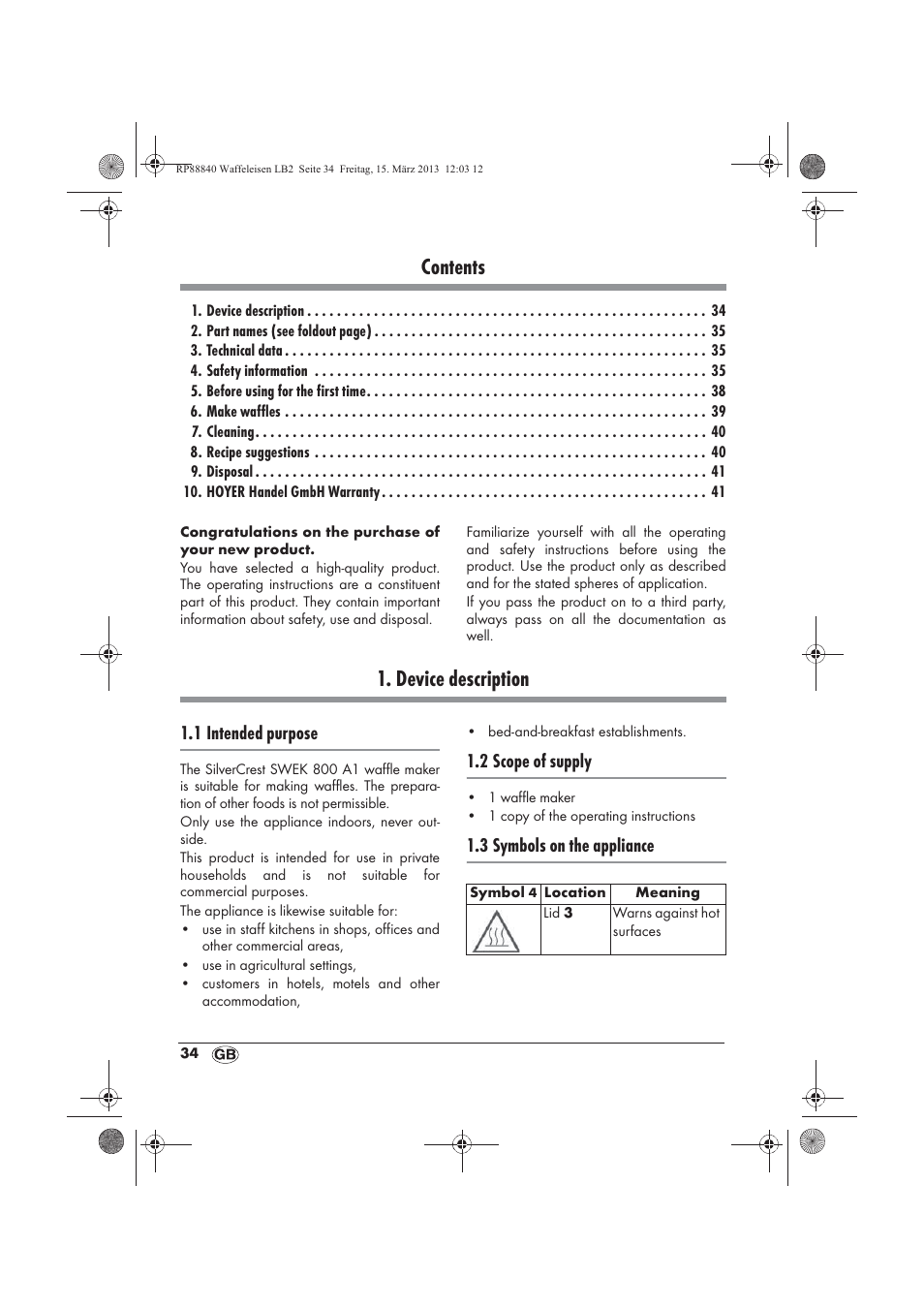 Silvercrest SWEK 800 A1 User Manual | Page 36 / 46