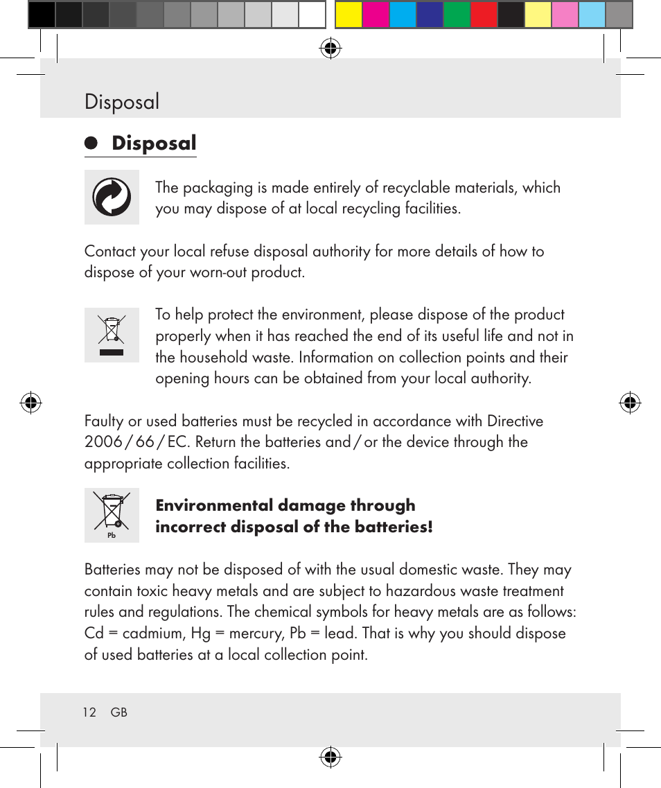 Disposal | Silvercrest Z31131 User Manual | Page 12 / 64