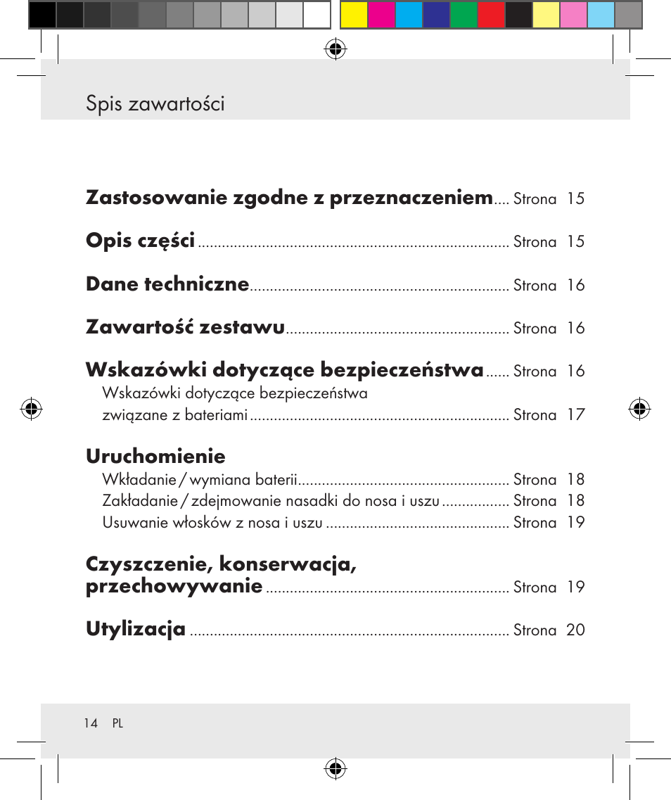 Spis zawartości | Silvercrest Z31131 User Manual | Page 14 / 64