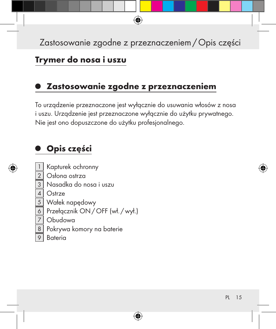 Zastosowanie zgodne z przeznaczeniem / opis części, Opis części | Silvercrest Z31131 User Manual | Page 15 / 64