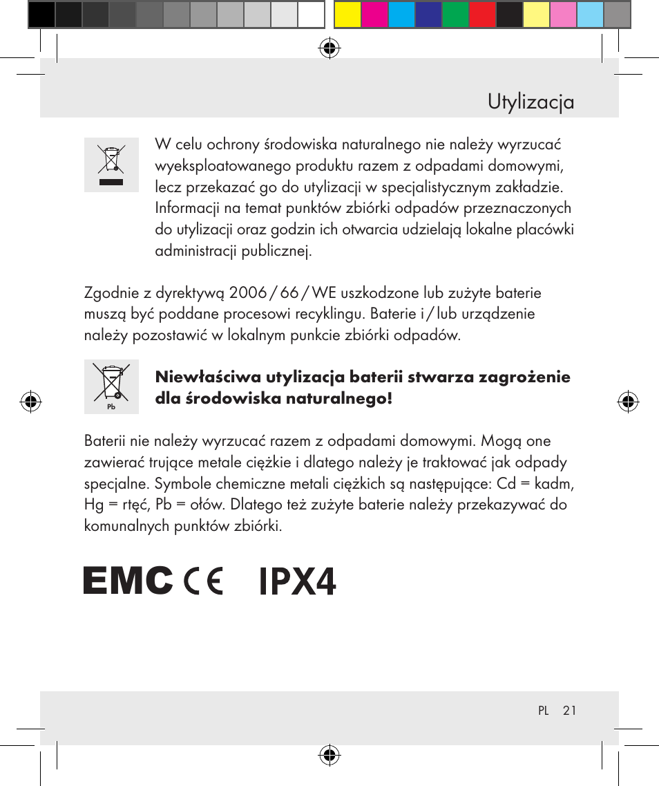 Utylizacja | Silvercrest Z31131 User Manual | Page 21 / 64