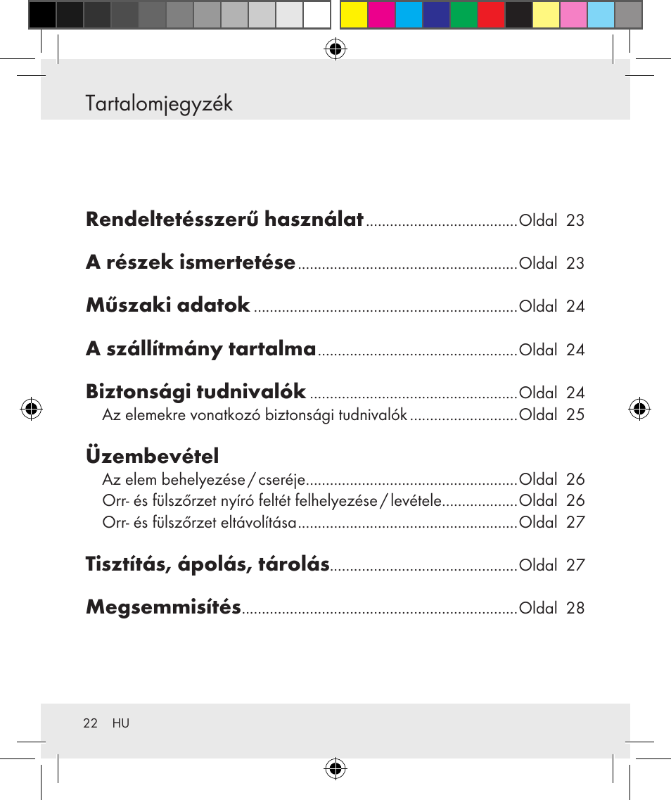 Tartalomjegyzék | Silvercrest Z31131 User Manual | Page 22 / 64