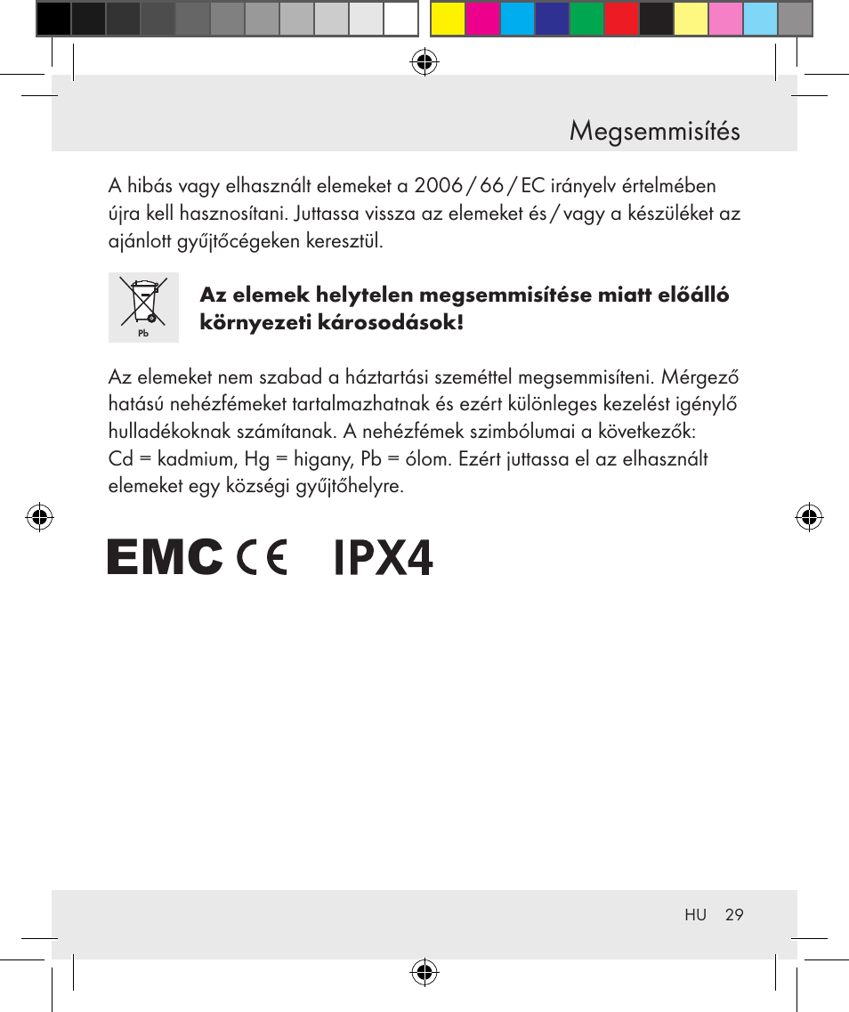 Megsemmisítés | Silvercrest Z31131 User Manual | Page 29 / 64