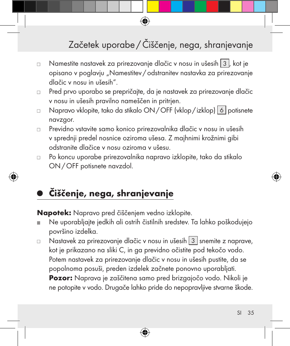 Začetek uporabe / čiščenje, nega, shranjevanje, Čiščenje, nega, shranjevanje | Silvercrest Z31131 User Manual | Page 35 / 64