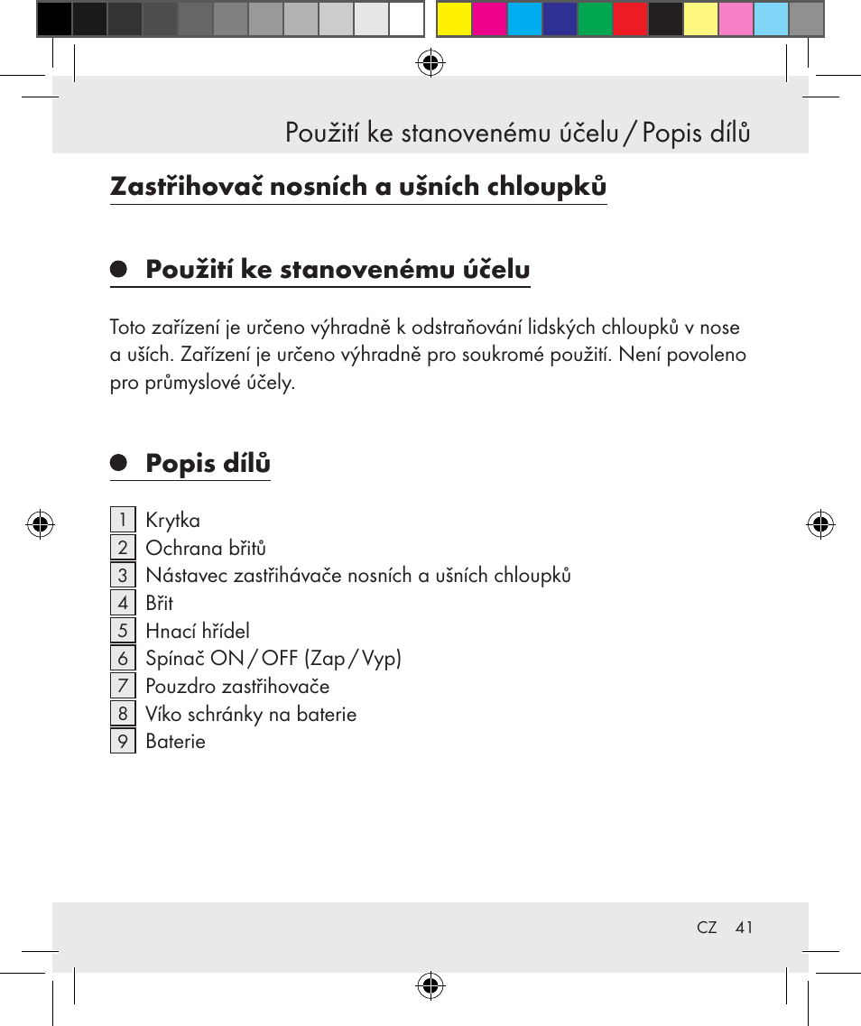 Použití ke stanovenému účelu / popis dílů, Popis dílů | Silvercrest Z31131 User Manual | Page 41 / 64