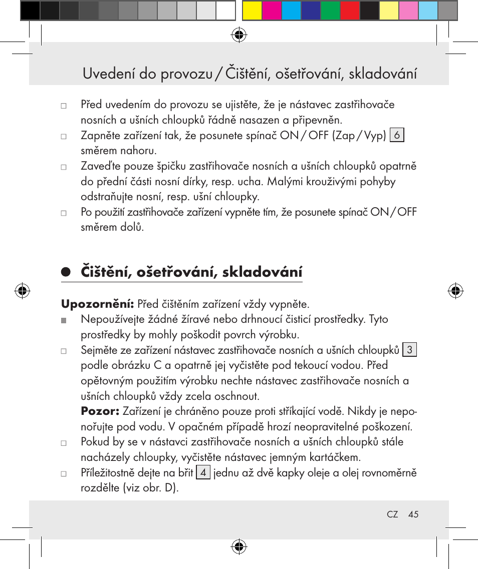 Čištění, ošetřování, skladování | Silvercrest Z31131 User Manual | Page 45 / 64