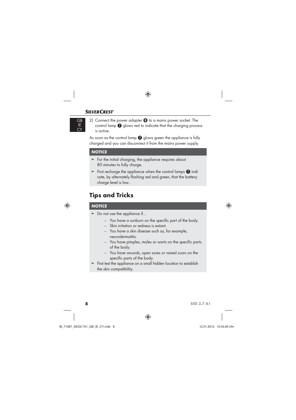 Tips and tricks | Silvercrest SED 3.7 A1 User Manual | Page 10 / 33