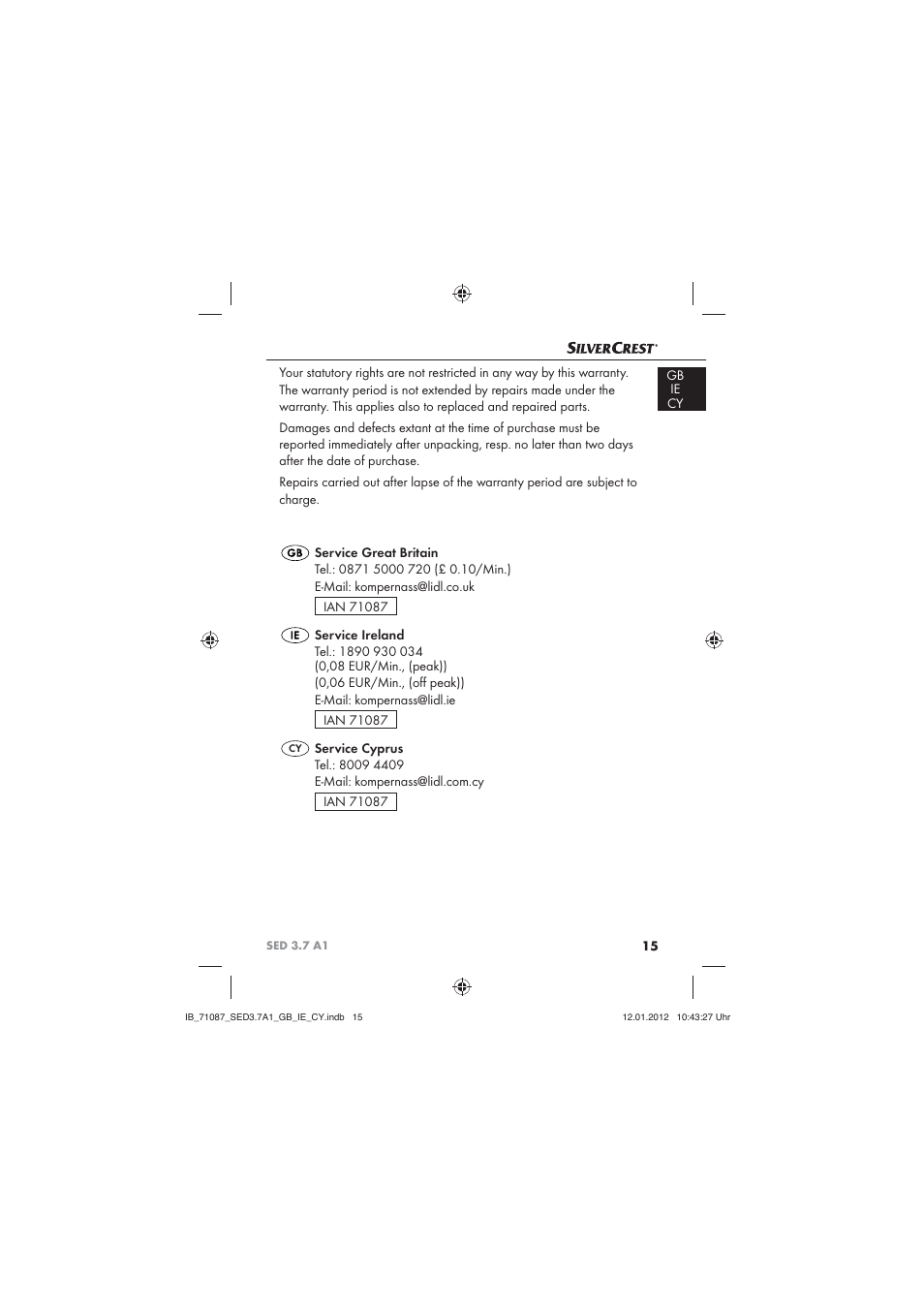 Silvercrest SED 3.7 A1 User Manual | Page 17 / 33