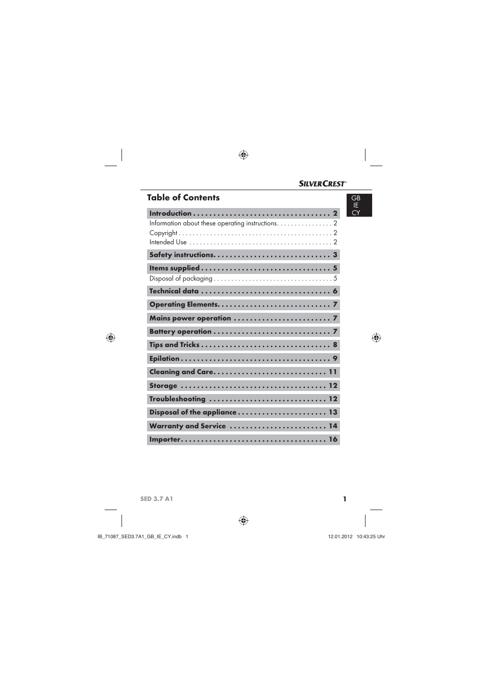 Silvercrest SED 3.7 A1 User Manual | Page 3 / 33