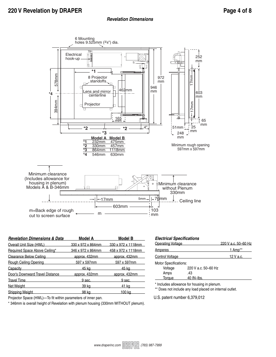 Draper Video Projector User Manual | Page 4 / 8