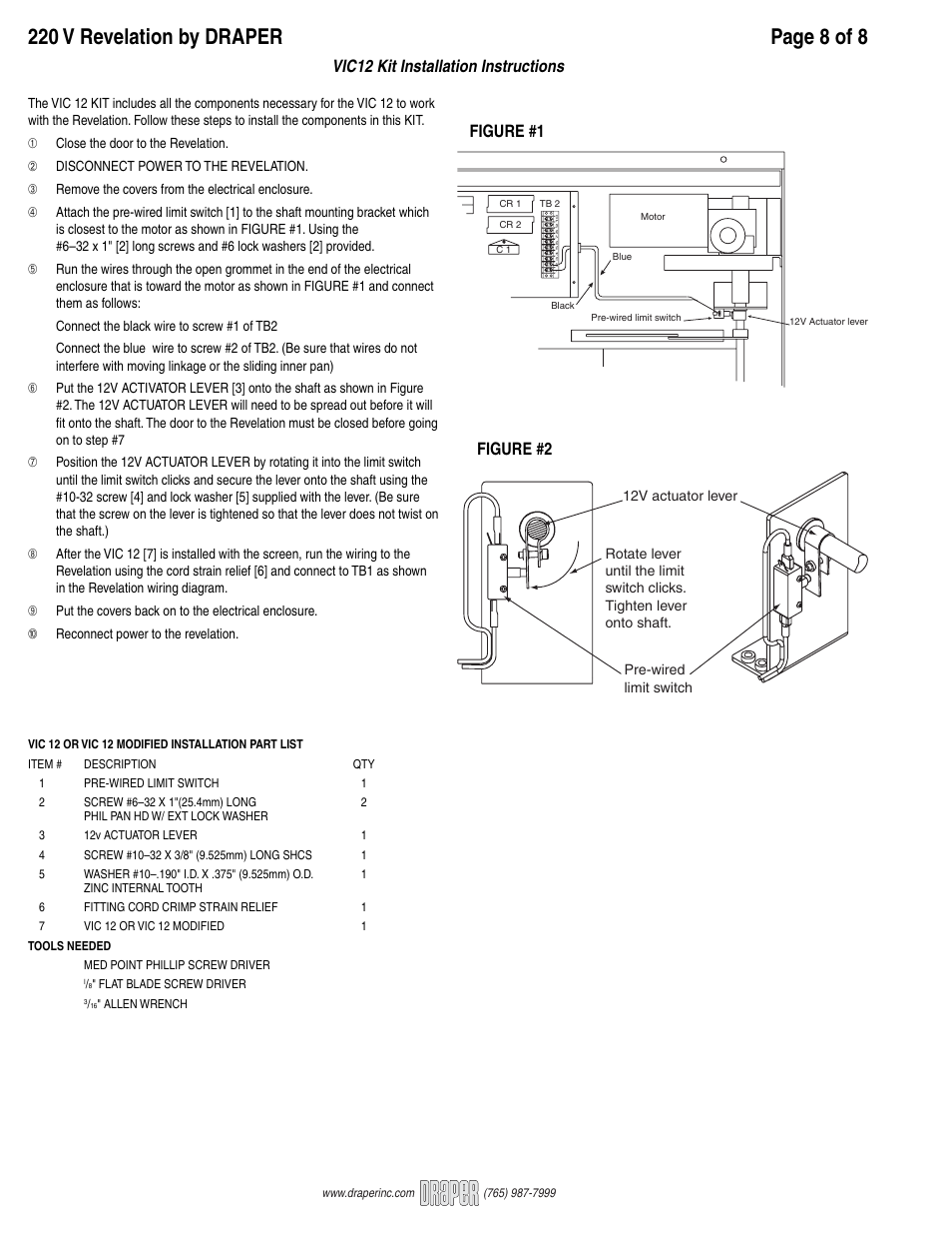 Draper Video Projector User Manual | Page 8 / 8