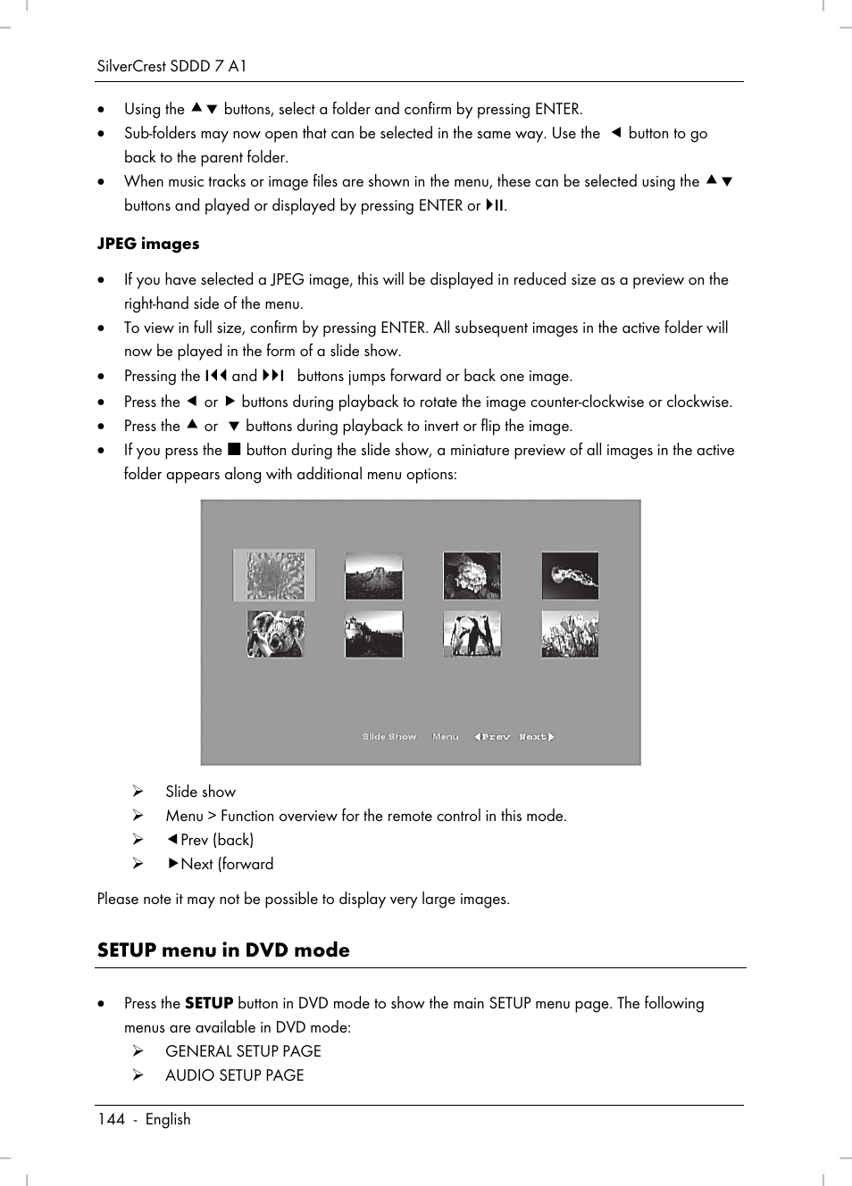 Setup menu in dvd mode | Silvercrest SDDD 7 A1 User Manual | Page 146 / 160