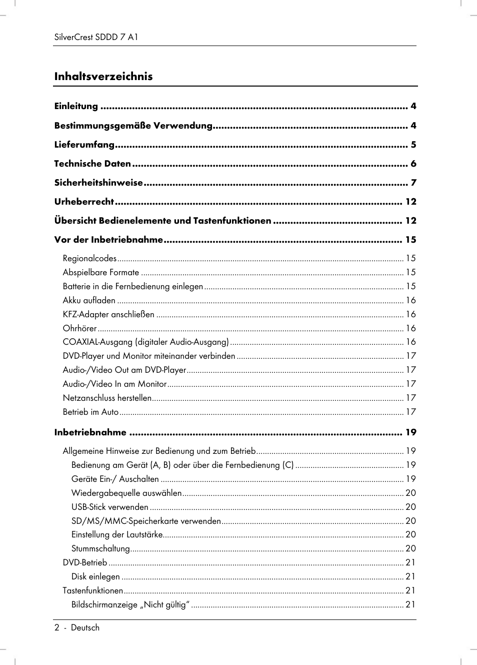Silvercrest SDDD 7 A1 User Manual | Page 4 / 160