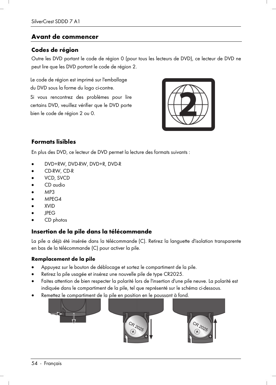 Avant de commencer | Silvercrest SDDD 7 A1 User Manual | Page 56 / 160