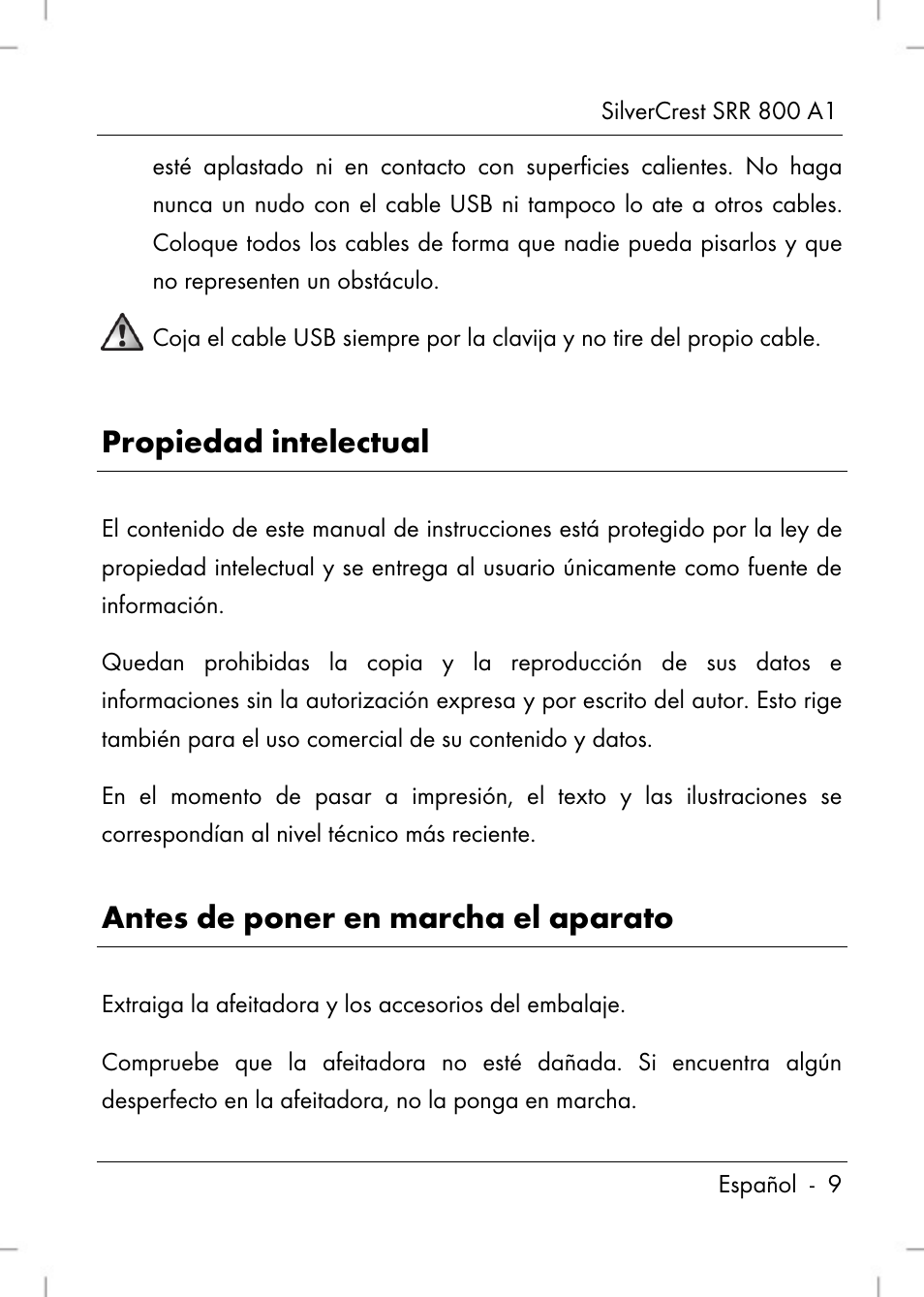 Propiedad intelectual, Antes de poner en marcha el aparato | Silvercrest SRR 800 A1 User Manual | Page 11 / 76