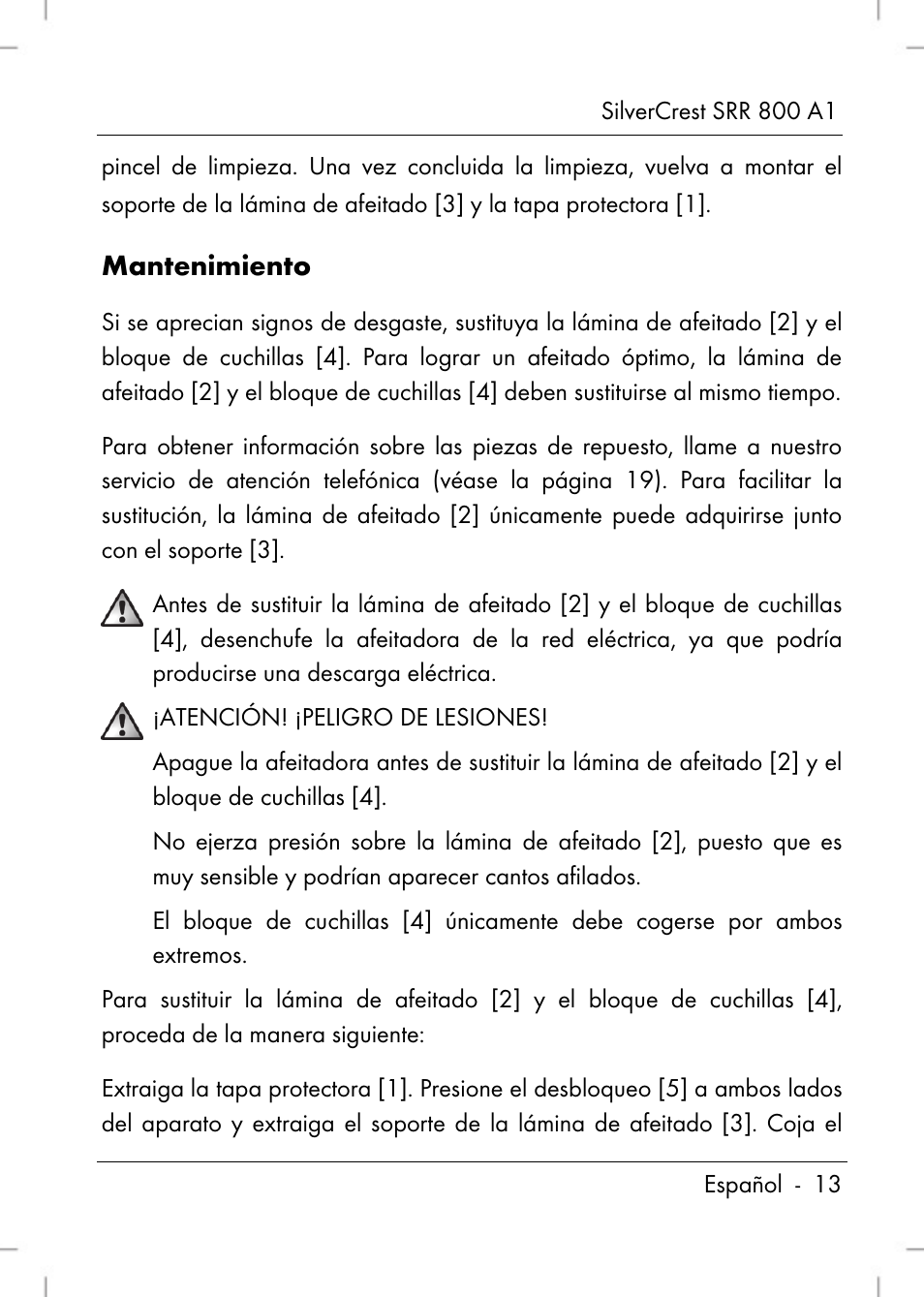 Mantenimiento | Silvercrest SRR 800 A1 User Manual | Page 15 / 76