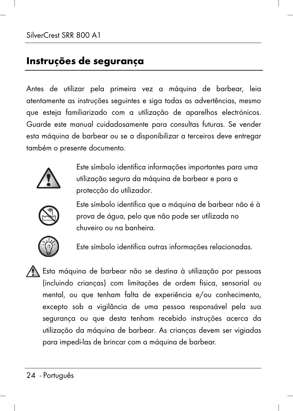 Instruções de segurança | Silvercrest SRR 800 A1 User Manual | Page 26 / 76